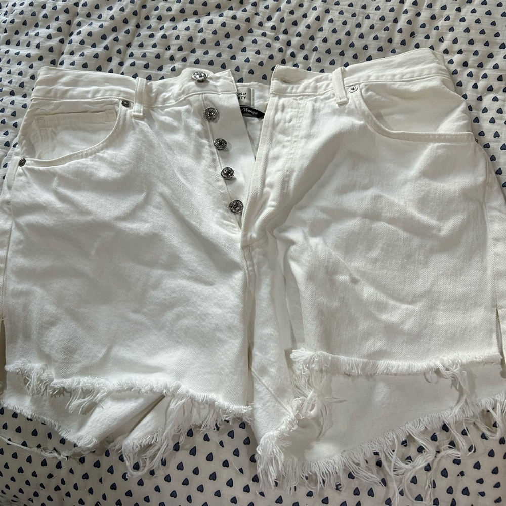 Citizens Of Humanity White Jean Shorts Distressed Frayed Hem